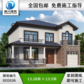 農(nóng)村二層帶走廊車庫自建房別墅設(shè)計圖紙_農(nóng)村別墅圖紙,鼎川建筑