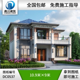 新農(nóng)村二層帶露臺簡約型小別墅設(shè)計圖紙_農(nóng)村兩層自建房設(shè)計,鼎川建筑