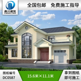 新農(nóng)村二層帶車庫別墅設計圖施工圖紙_農(nóng)村兩層小別墅設計圖紙,鼎川別墅設計